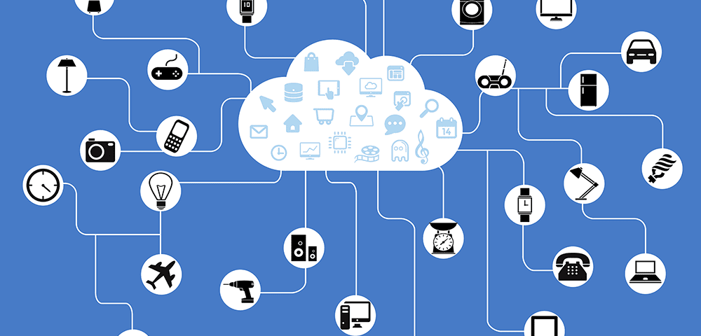 Internet of Things (IoT) graphic with IoT devices all connected to the Cloud