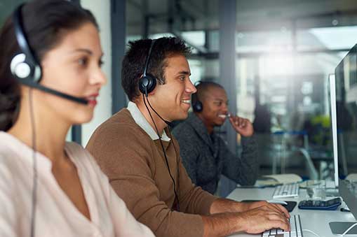 Smiling call center technicians